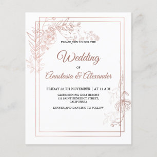 Budget/Florale und Grün/Hochzeitseinladung. Flyer