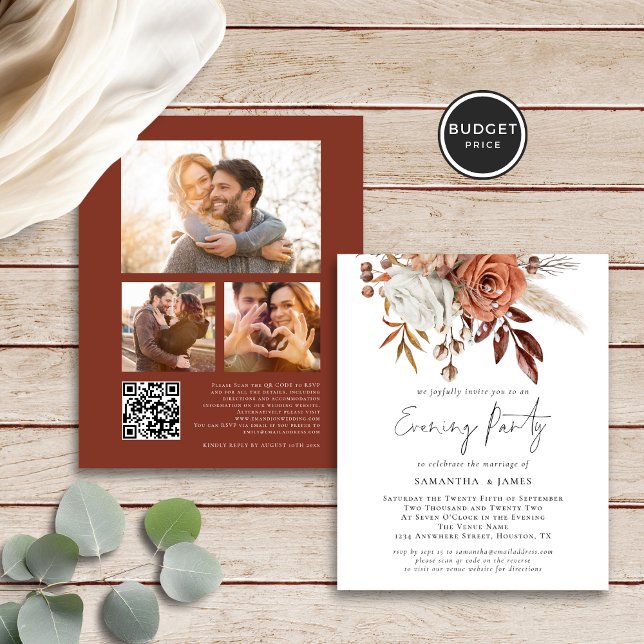 Budget Florals 3 Fotos Hochzeit Abend Party (Front and back view)