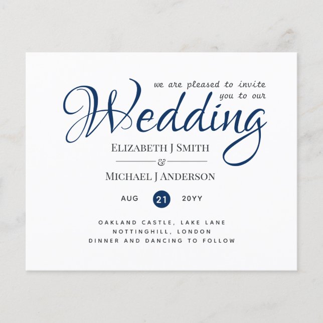 BUDGET Flyer Paper Navy Blue Wedding (Vorne)