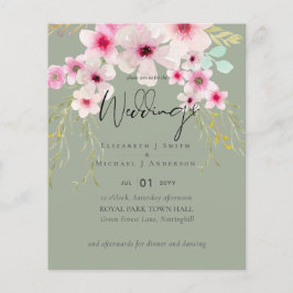 BUDGET Flyer Paper Sage Pink Floral Wedding