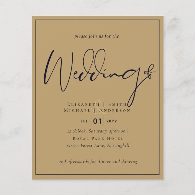 BUDGET FLYER Paper Wedding Gold Navy (Vorne)