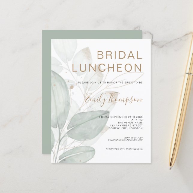 Budget Foliage Luncheon Bridal Dusche Einladung (Vorderseite/Rückseite Beispiel)