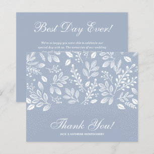 Budget Foliage White Script Dusty Blue Vielen Dank