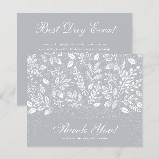 Budget Foliage White Script Gray Vielen Dank (Vorne/Hinten)