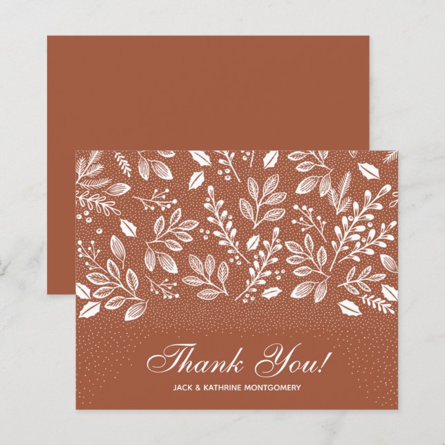 Budget Foliage White Script Terracotta Vielen Dank (Vorne/Hinten)