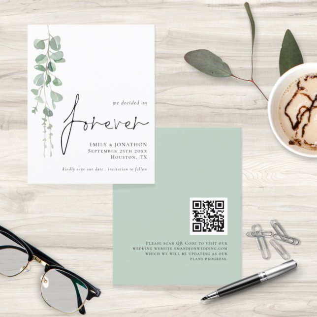 Budget Forever QR Code Eukalyptus Rett Datum (front and back view)