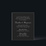 Budget Formal Black Elegant Hochzeitseinladung<br><div class="desc">Formal klassisches klassisches Skript Elegante Hochzeitseinladung mit weißem Text auf schwarzem Hintergrund</div>
