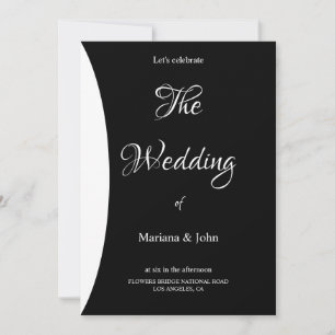Budget Formal Simple Chic Schwarz-Weiß Hochzeit Einladung