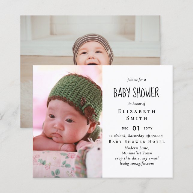 BUDGET Foto Baby Shower Ankündigung Vielen Dank (Vorne/Hinten)