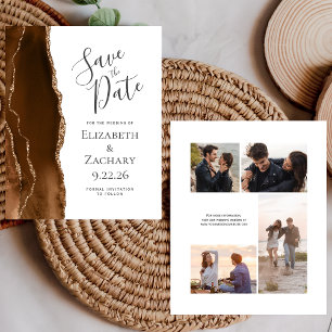 Budget-Foto-Braun-Gold-Achat-Hochzeitseinladung