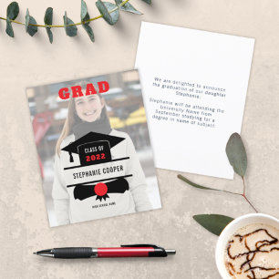 Budget Foto Cap Red Black 2022 Grad Ankündigung