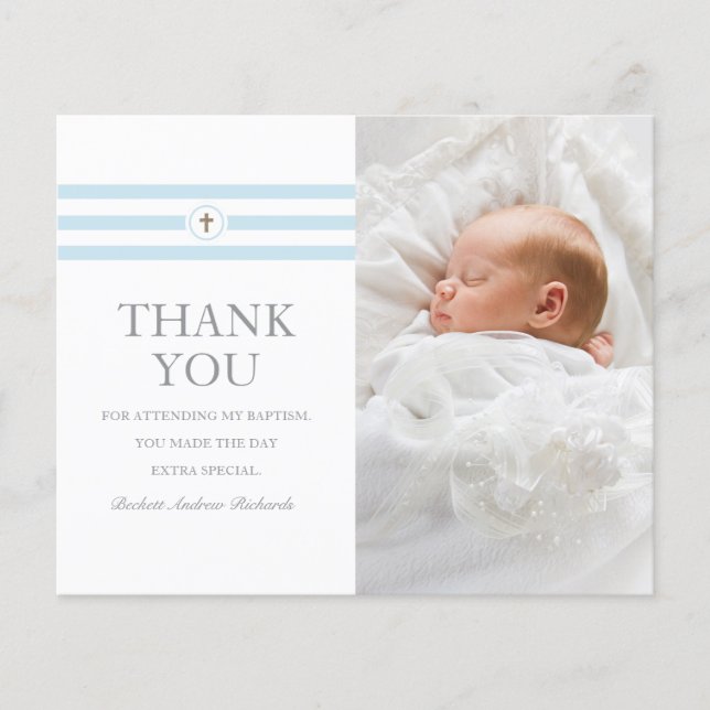 Budget Foto Christening Taufen Danke Karte (Vorderseite)