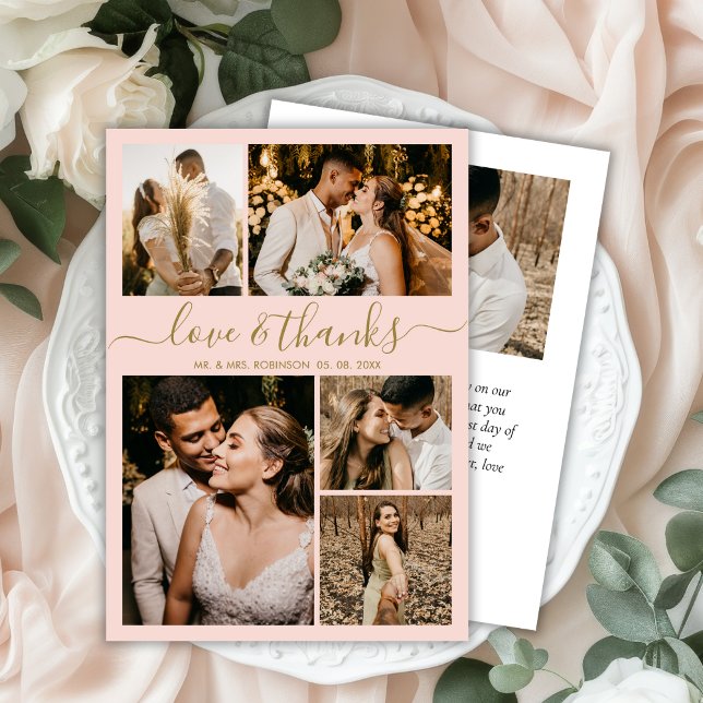 Budget Foto Collage Blush Wedding Danke Flyer (Von Creator hochgeladen)