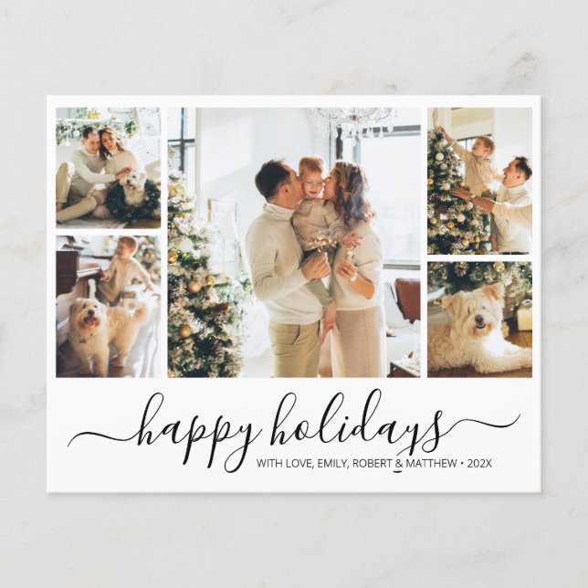 Budget Foto Collage Eleganter Happy Holidays Flyer (Vorne)
