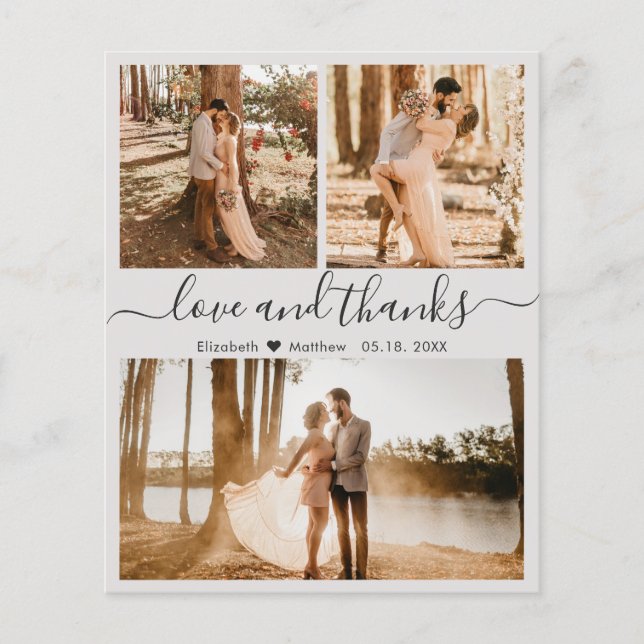 Budget Foto Collage Elfenbein Hochzeit Vielen Dank Flyer (Vorne)