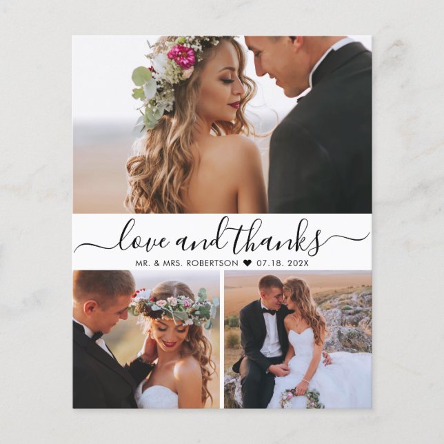 Budget Foto Collage Script Hochzeit Danke Karte (Vorderseite)