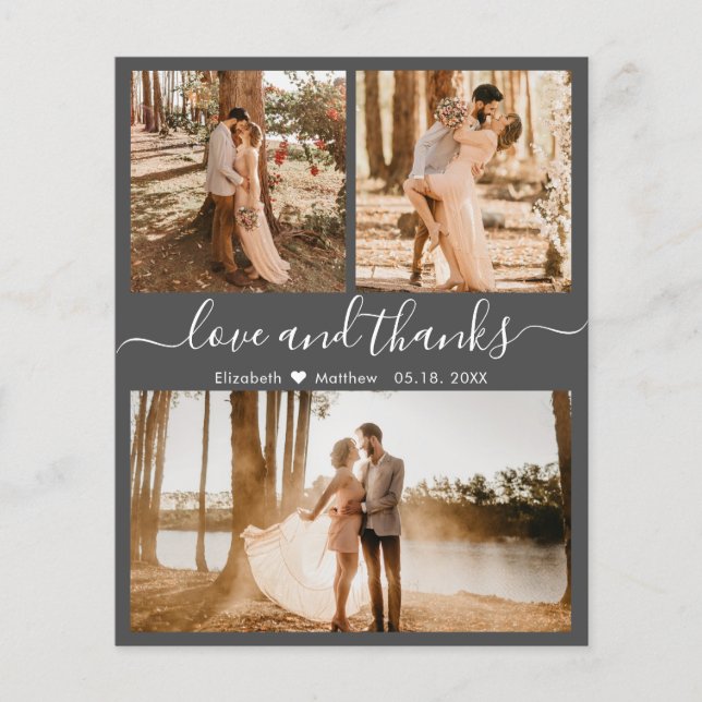 Budget Foto Collage Wedding Danke Karte (Vorderseite)