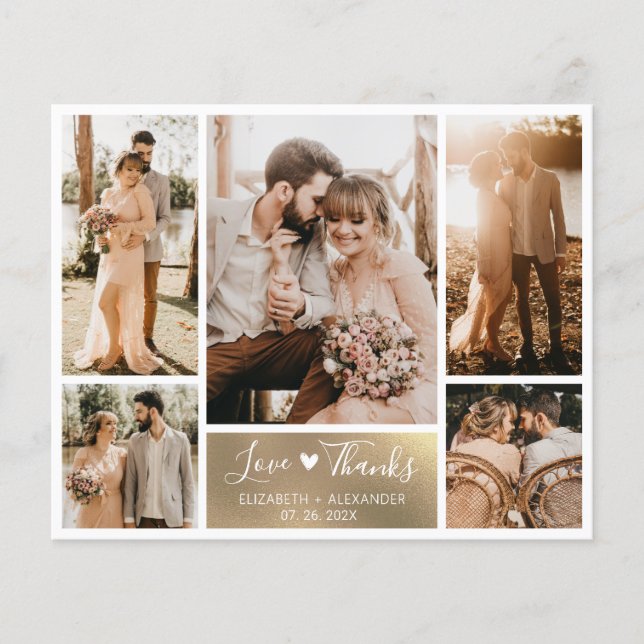 Budget Foto Collage Wedding Vielen Dank Flyer (Vorne)