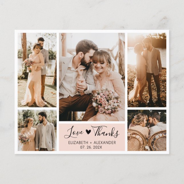 Budget Foto Collage Wedding Vielen Dank Script Car (Vorderseite)