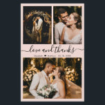 Budget Foto Collage Wedding Vielen Dank Script Car<br><div class="desc">Budget, modern, elegant, Hand Lettering 3 Foto Collage Blush Wedding Vielen Dank personalisiert günstig THIN Karte. Minimalistische Hochzeit Dankeschön Kartenvorlage mit drei (3) Foto auf der Vorderseite und (1) ein Foto auf der Rückseite. ***BEACHTE! *** HAUSHALTSPAPIER/FLYER IST DÜNN. *** AKTUALISIEREN SIE DAS PAPIER FÜR EIN THICKER-PAPIER. *** Mit dem Text...</div>