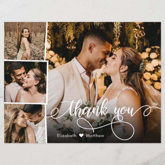 Budget Foto Collage Wedding Vielen Dank Script Car (Vorderseite)