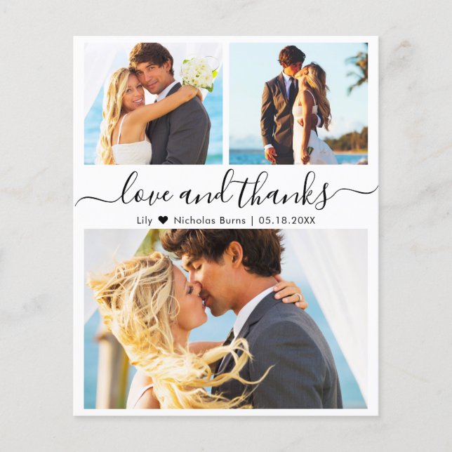 Budget Foto Collage Wedding Vielen Dank Script Car (Vorderseite)