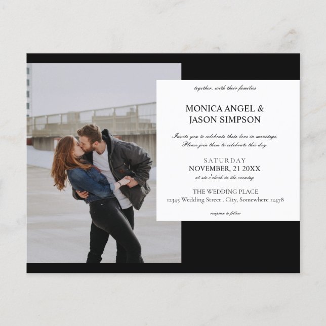 Budget Foto Elegante Wedding EinladungPaper Sheet (Vorderseite)
