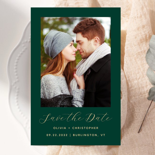 Budget Foto Emerald Green Gold Save the Date (Von Creator hochgeladen)