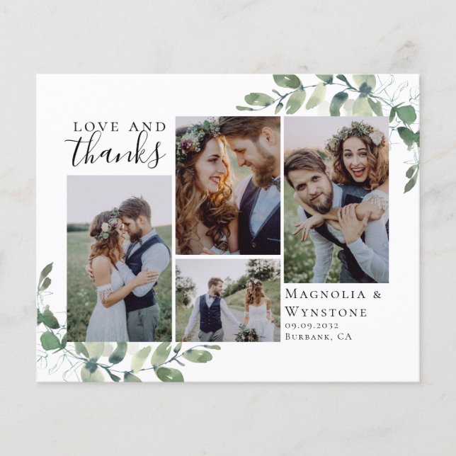Budget Foto Eukalyptus Wedding Dankeschön Karte (Vorderseite)