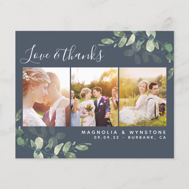 Budget Foto Eukalyptus Wedding Dankeschön Karte (Vorderseite)