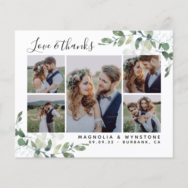 Budget Foto Eukalyptus Wedding Dankeschön Karte (Vorderseite)