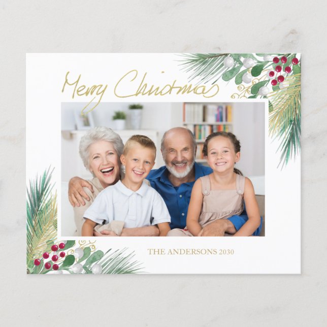 Budget Foto Foliage Berries Frohe Weihnachten (Vorderseite)