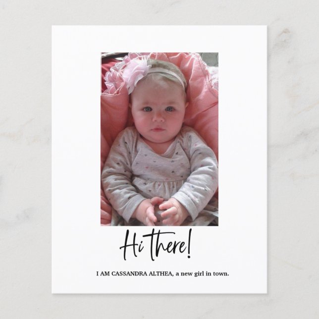 Budget Foto Girl Birth Announcement Card (Vorderseite)