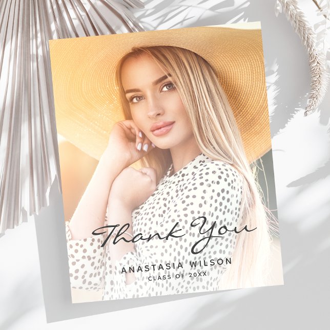 Budget Foto Grau Script Abschluss Danke Karte (Von Creator hochgeladen)