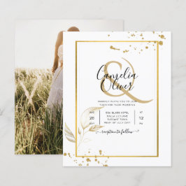 Budget Foto Hochzeit Einladung Classic White GOLD