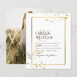 Budget Foto Hochzeit Einladung Classic White GOLD