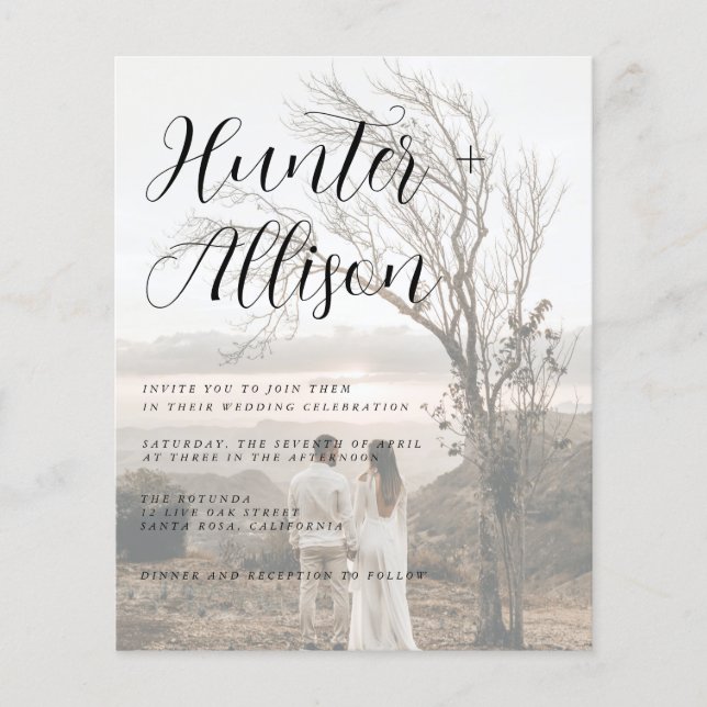 Budget Foto Hochzeit Einladung Flyer (Vorne)