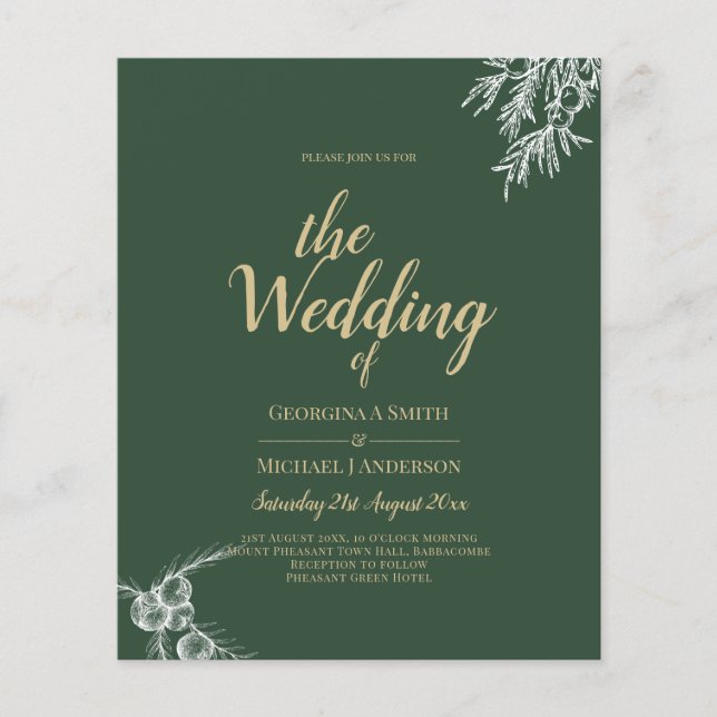 Budget Foto Hochzeit Einladung GRÜNE Flyer (Vorne)