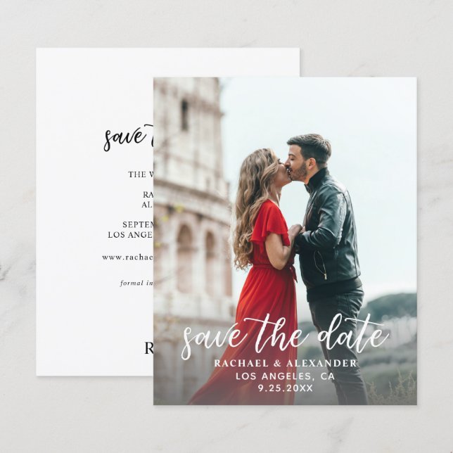 Budget Foto Kalligrafie 2-A Lighter Save the Date (Vorne/Hinten)