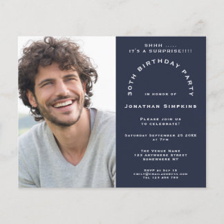 Budget Foto Mann 30. Überraschung Party Navy Einla