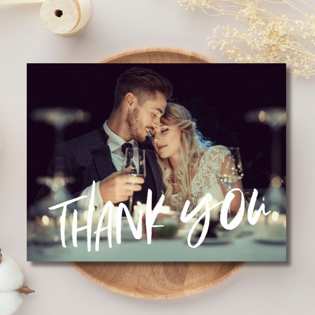 Budget Foto Moderne Hochzeit Vielen Dank Postkarte (Budget Photo Modern Wedding Thank You Postcard)