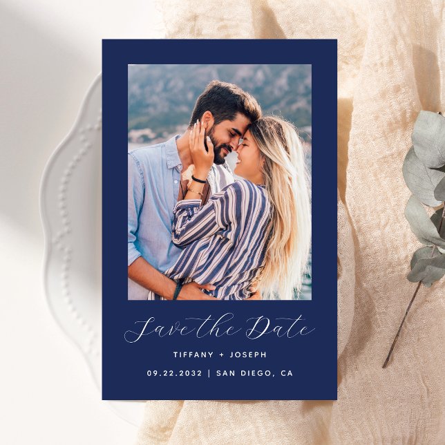 Budget Foto Navy Blue Save the Date (Von Creator hochgeladen)
