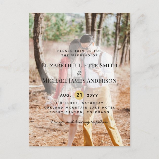 Budget Foto Overlay Hochzeitseinladungen Postkarte (Vorderseite)
