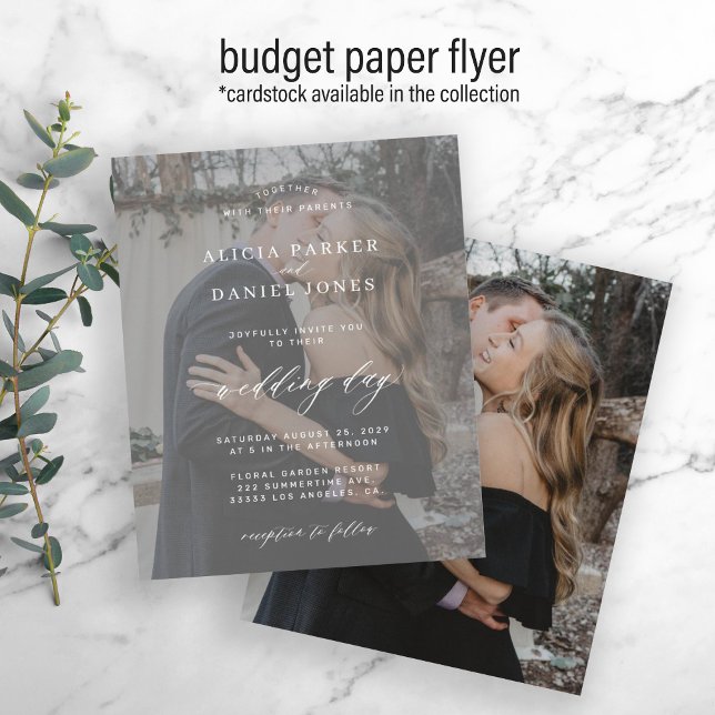 Budget Foto Overlay moderne Hochzeitseinladung Flyer (Von Creator hochgeladen)