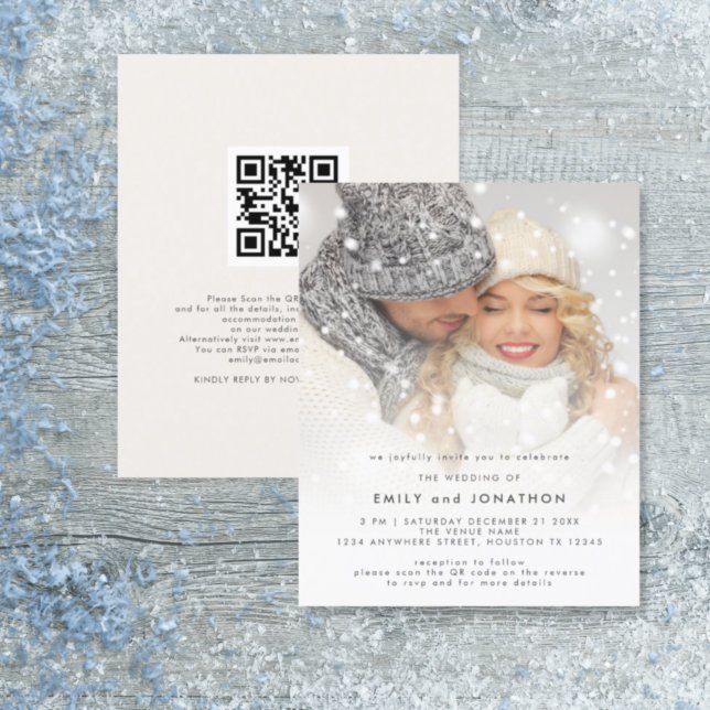 Budget Foto Overlay QR Code Winterhochzeit Einladu (Von Creator hochgeladen)