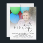 Budget Foto Overlay Script 90. Geburtstagseinladun<br><div class="desc">Eine günstige BUDGET-Alternative für eine kleinere Größe von 4, 5 x 5, 6 Zoll, die ein Gewicht von 110 lbs hat, die ähnlich dick ist wie eine Postkarte (sie ist jedoch nicht als Postkarte geeignet). BITTE BEACHTEN SIE, DASS ES EINE Einladung pro Blatt gibt. Budget Foto Overlay Skript 90. Geburtstag...</div>