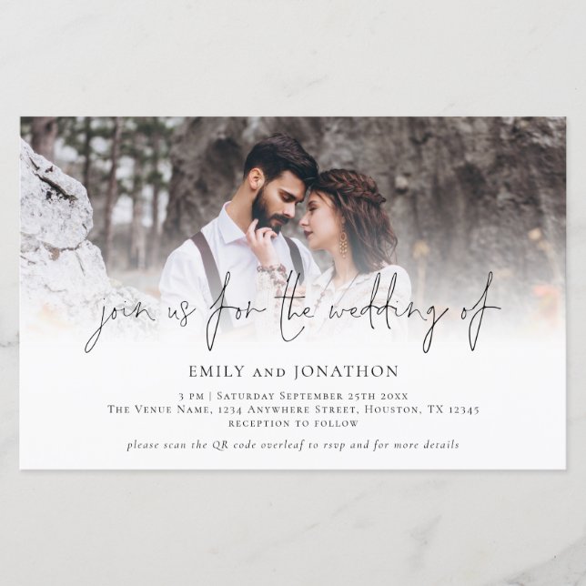 Budget Foto QR Code beitreten uns Hochzeitseinladu (Vorderseite)