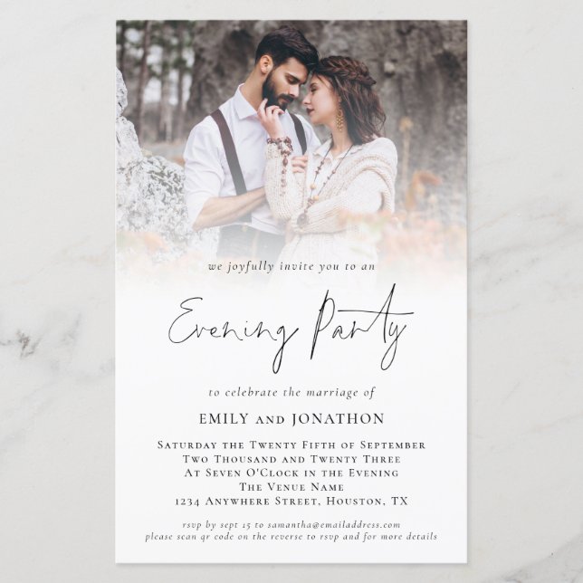 Budget Foto QR Code Hochzeiten Abend Party Einladu (Vorderseite)