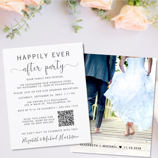 Budget Foto QR Code Hochzeitsempfang Einladung (Your love story deserves a grand celebration!)