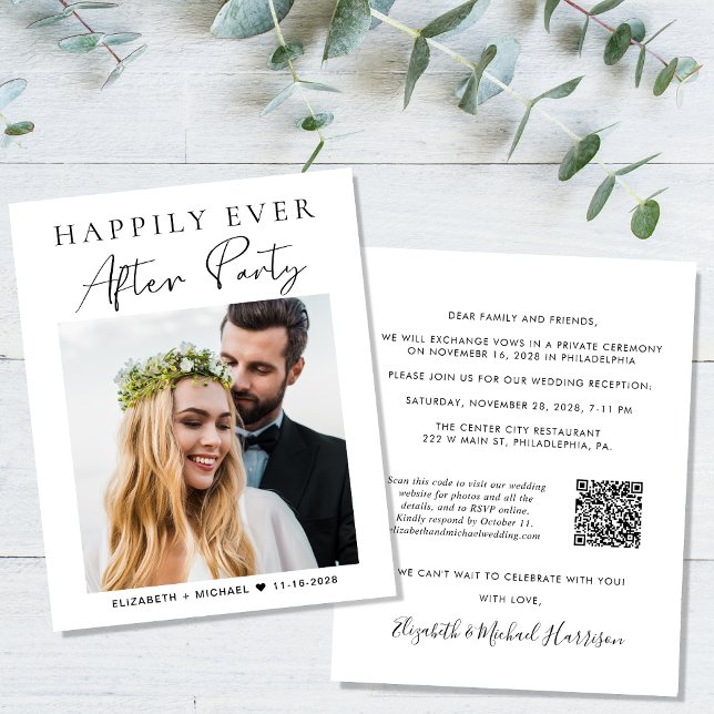Budget Foto QR Code Hochzeitsempfang Einladung (Von Creator hochgeladen)